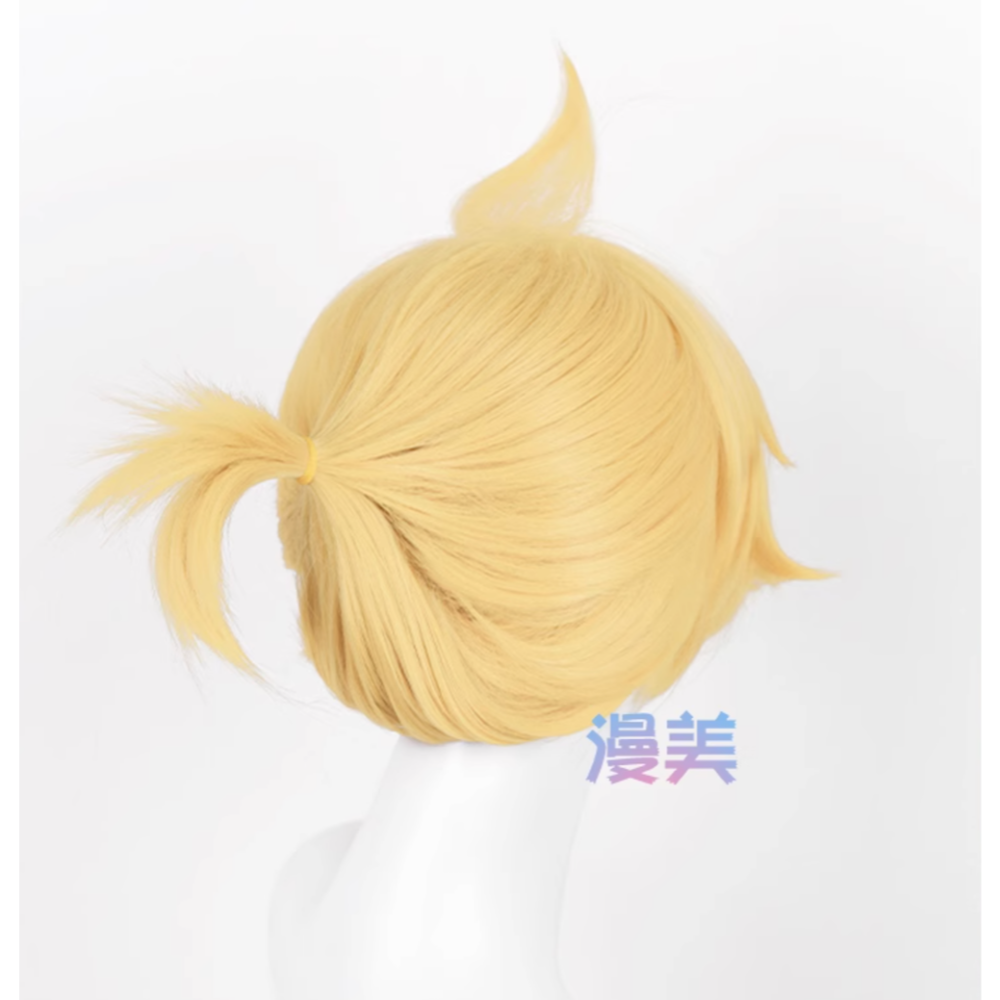 初心者♡Cosplay 假髮 鏡音 鏡音連 鏡音鈴 金色 黃色 金黃色 短髮 反翹 vocaloid cos-細節圖4