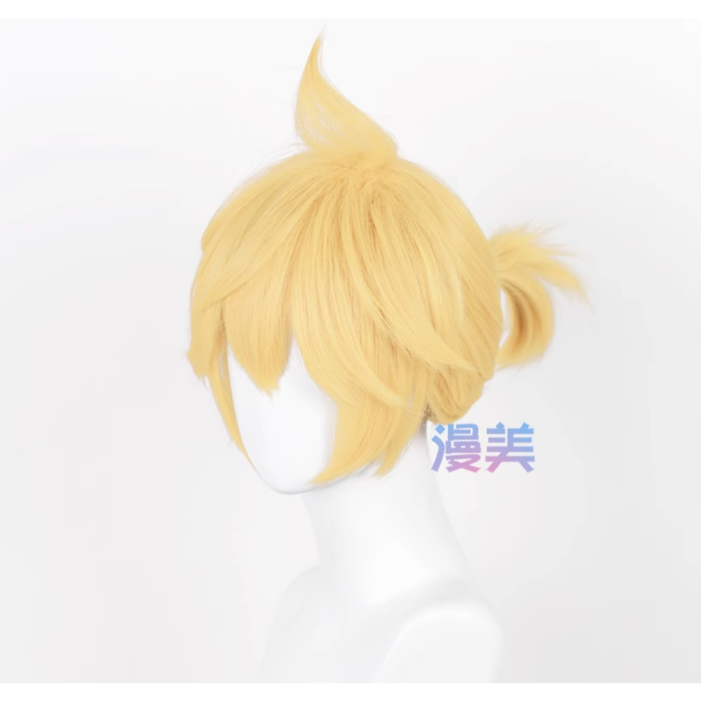 初心者♡Cosplay 假髮 鏡音 鏡音連 鏡音鈴 金色 黃色 金黃色 短髮 反翹 vocaloid cos-規格圖5