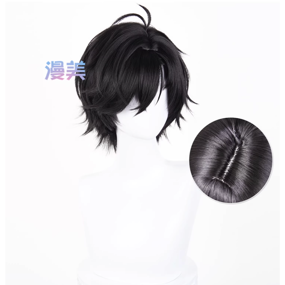 初心者♡Cosplay 假髮 管理員 明日方舟：終末地 黑色 短髮 cos-細節圖2
