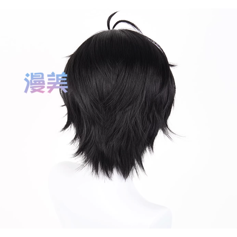 初心者♡Cosplay 假髮 管理員 明日方舟：終末地 黑色 短髮 cos-細節圖3