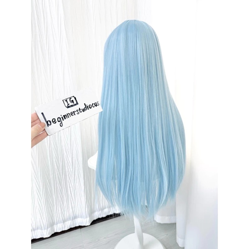 初心者♡Cosplay 假髮 利姆露 利姆路 冰藍色 淺藍色 史萊姆 藍色 70公分 cos-細節圖4