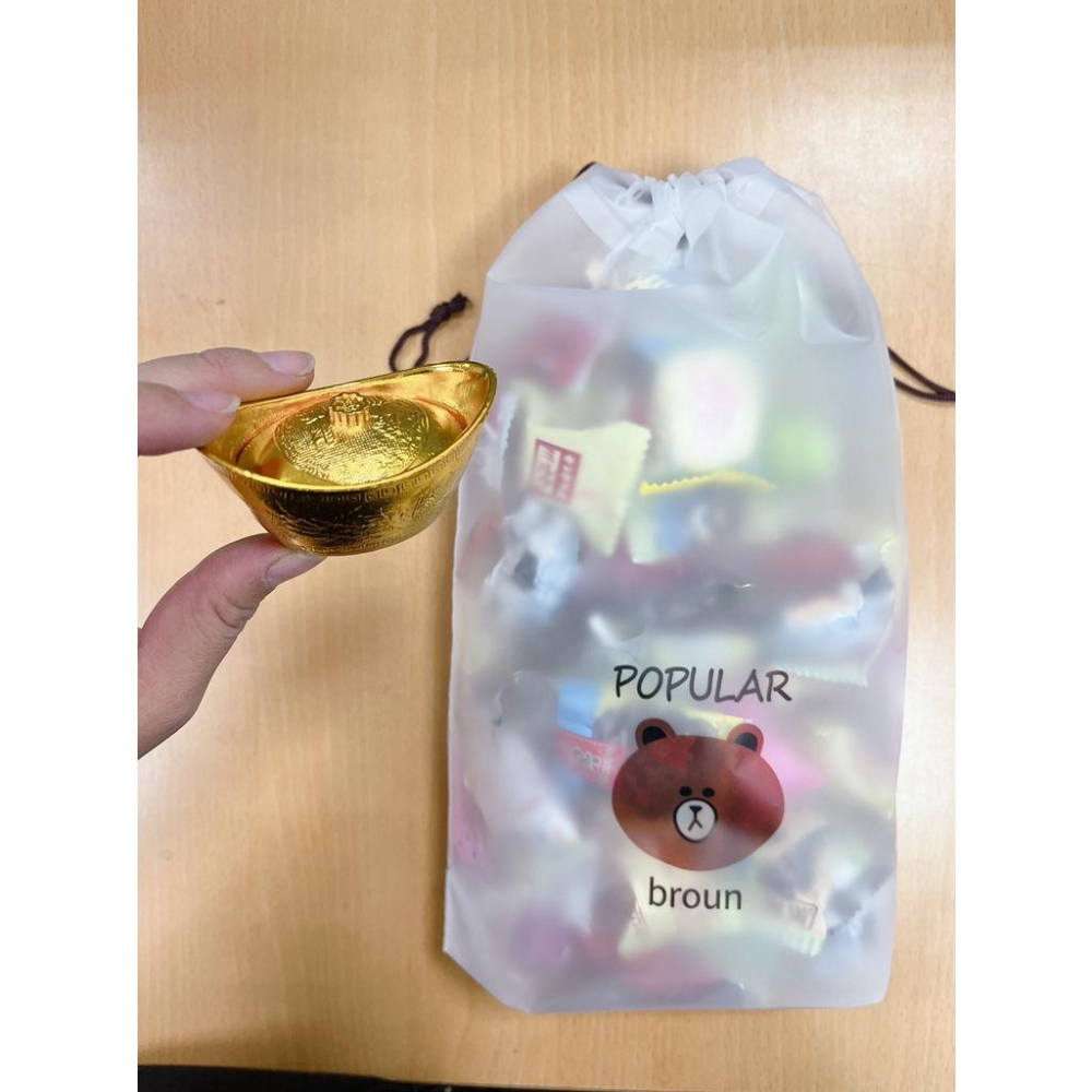 超值過年糖果組 650克綜合糖果 金元寶 束口袋 乖乖軟糖 滋露巧克力 梅心棒 過年 糖果 送禮-細節圖3