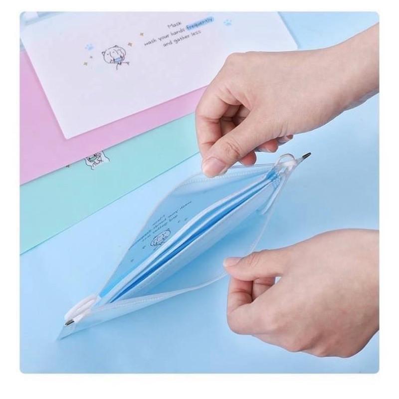 超可愛 多功能 口罩收納袋 拉鍊 收納袋 卡通收納袋 少女心 發票袋 夾鏈袋-細節圖7