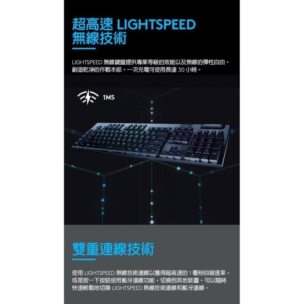 Logitech G 羅技 G913 LIGHTSPEED 無線 RGB 機械式遊戲鍵盤-細節圖5