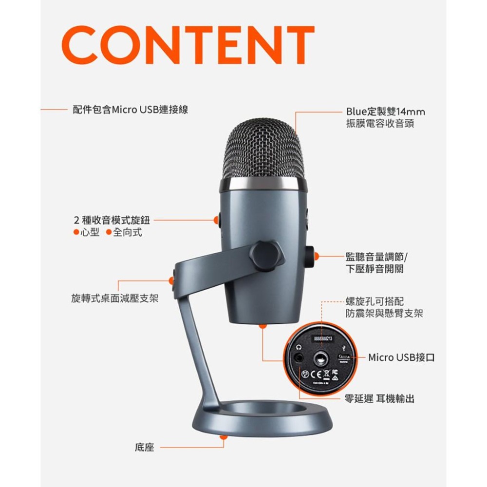 美國 BLUE YETI NANO 專業 USB 麥克風-細節圖6