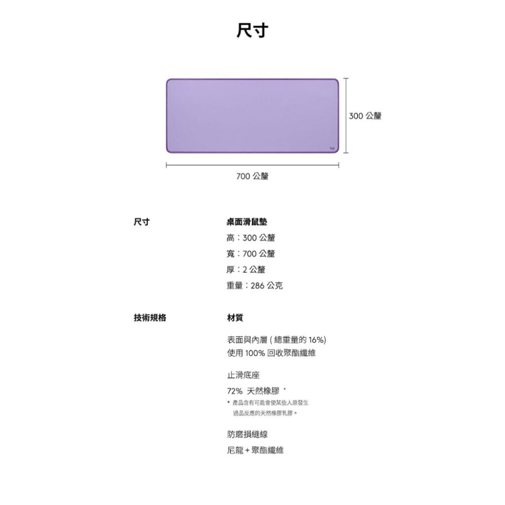 Logitech 羅技 DESK MAT 桌面滑鼠墊-細節圖9