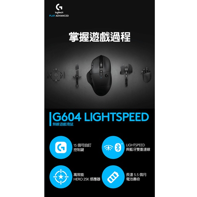 Logitech G 羅技 G604 Lightspeed 無線電競滑鼠-細節圖5