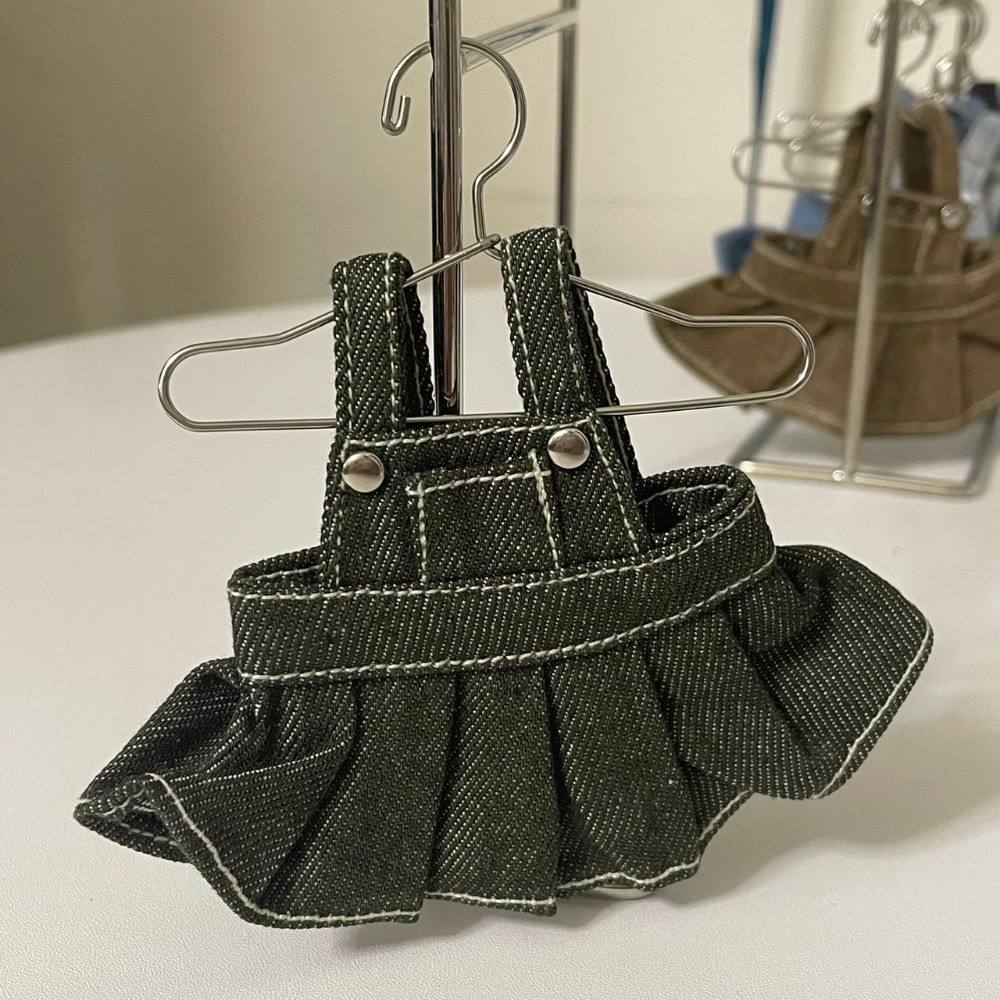 墨綠牛仔吊帶裙