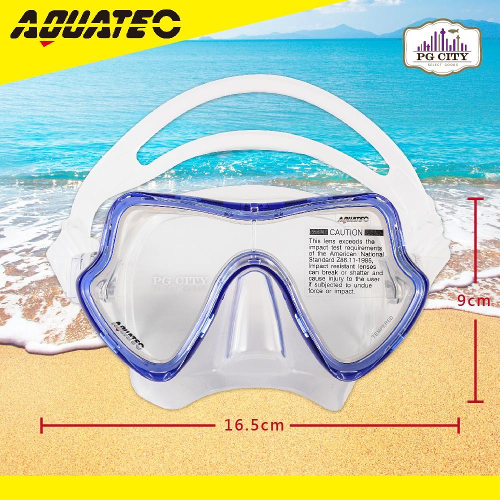 AQUATEC SN-400 擋浪頭潛水呼吸管+ MK-600 流線型大視角單鏡片潛水面鏡(藍框透明矽膠) 優惠組-細節圖5