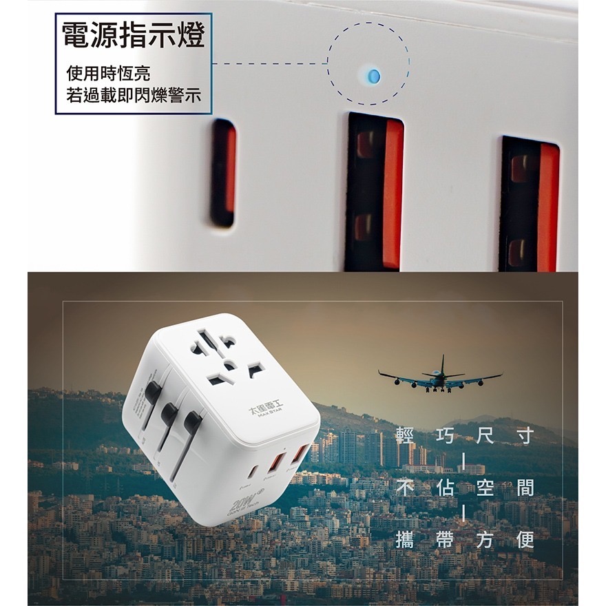 【24小時出貨】【太星電工】AA303 全球旅行用轉換插座 雙USB-A + USB-C插座-細節圖8
