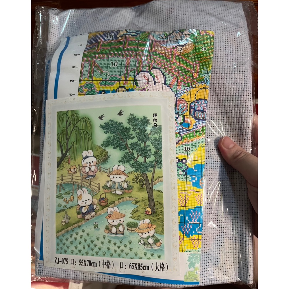 插秧兔子十字繡-細節圖2
