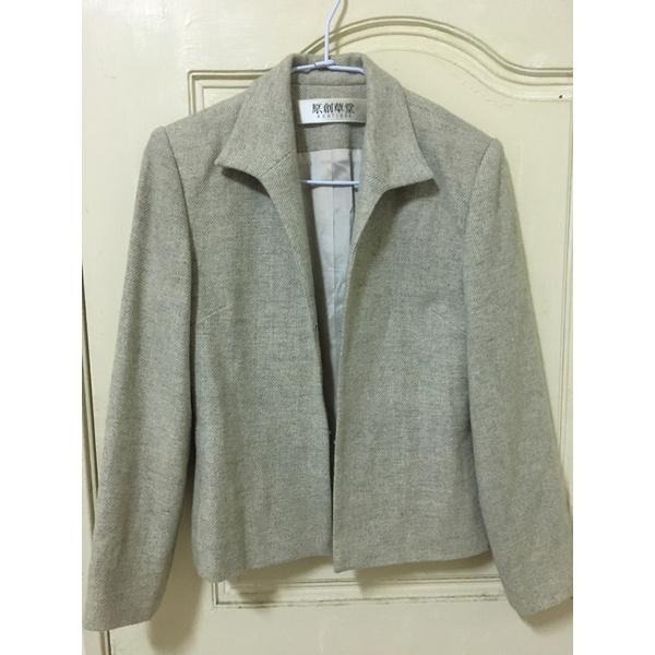 原創草堂灰色100%羊毛西裝外套 有領隱形扣 (衣料產地日本，衣服台灣製造)-細節圖3