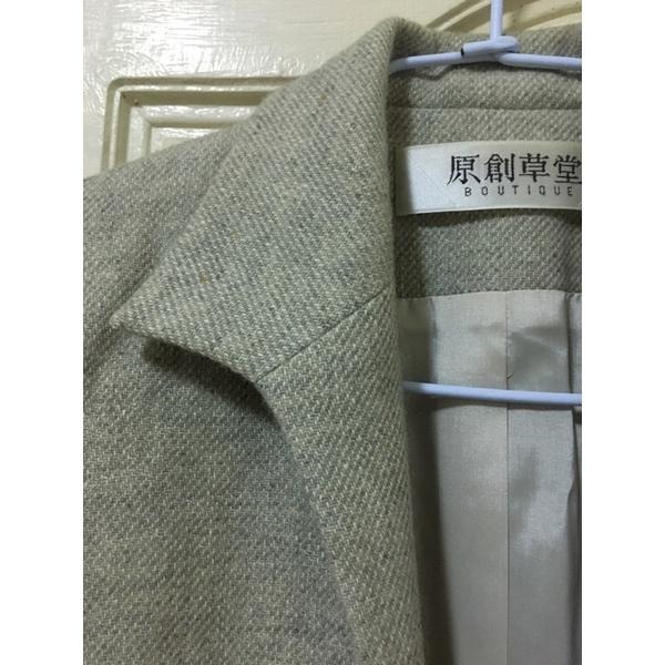 原創草堂灰色100%羊毛西裝外套 有領隱形扣 (衣料產地日本，衣服台灣製造)-細節圖3