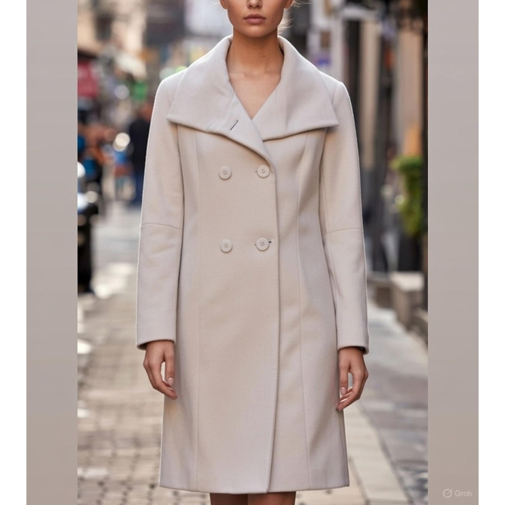 自由區雙排扣羊毛外套大衣-細節圖2