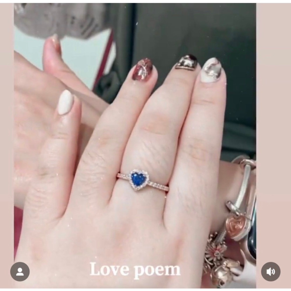 Pandora璀璨藍色立體心形寶石戒指-細節圖2