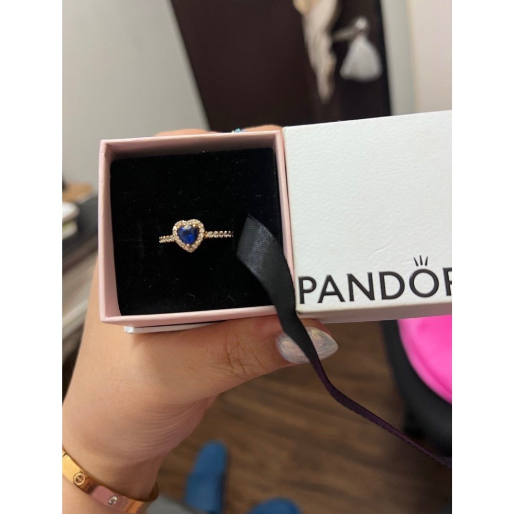Pandora璀璨藍色立體心形寶石戒指-細節圖3
