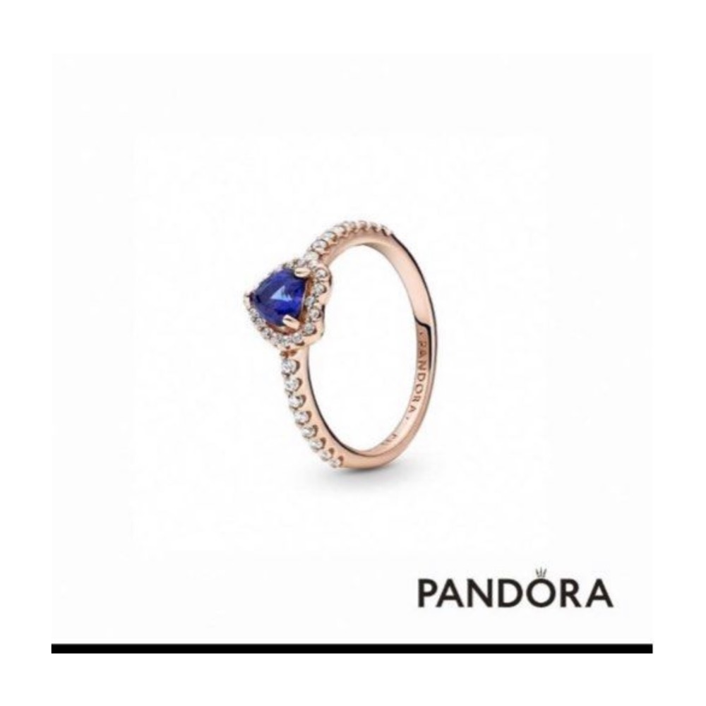 Pandora璀璨藍色立體心形寶石戒指-細節圖4