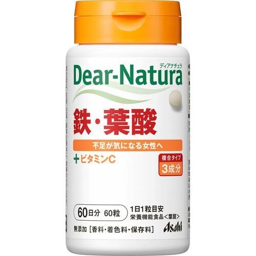 日本 朝日 Asahi Dear Natura 葉酸+鐵 60天份 / 60粒