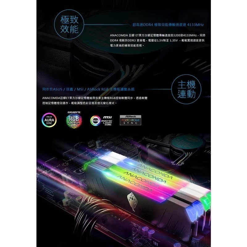 （全新品） 巨蟒DDR4 RGB 3200 32GB(16G x 2)-細節圖6