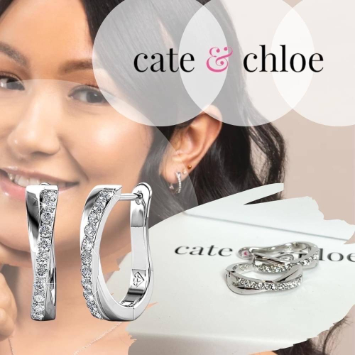 美國 Cate & Chloe Amaya 經典18k白金鑽圓形耳環