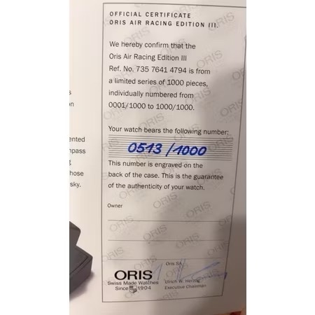 Oris飛行錶（全球限量1000隻）戴過沒幾次，使用正常，二手-細節圖6