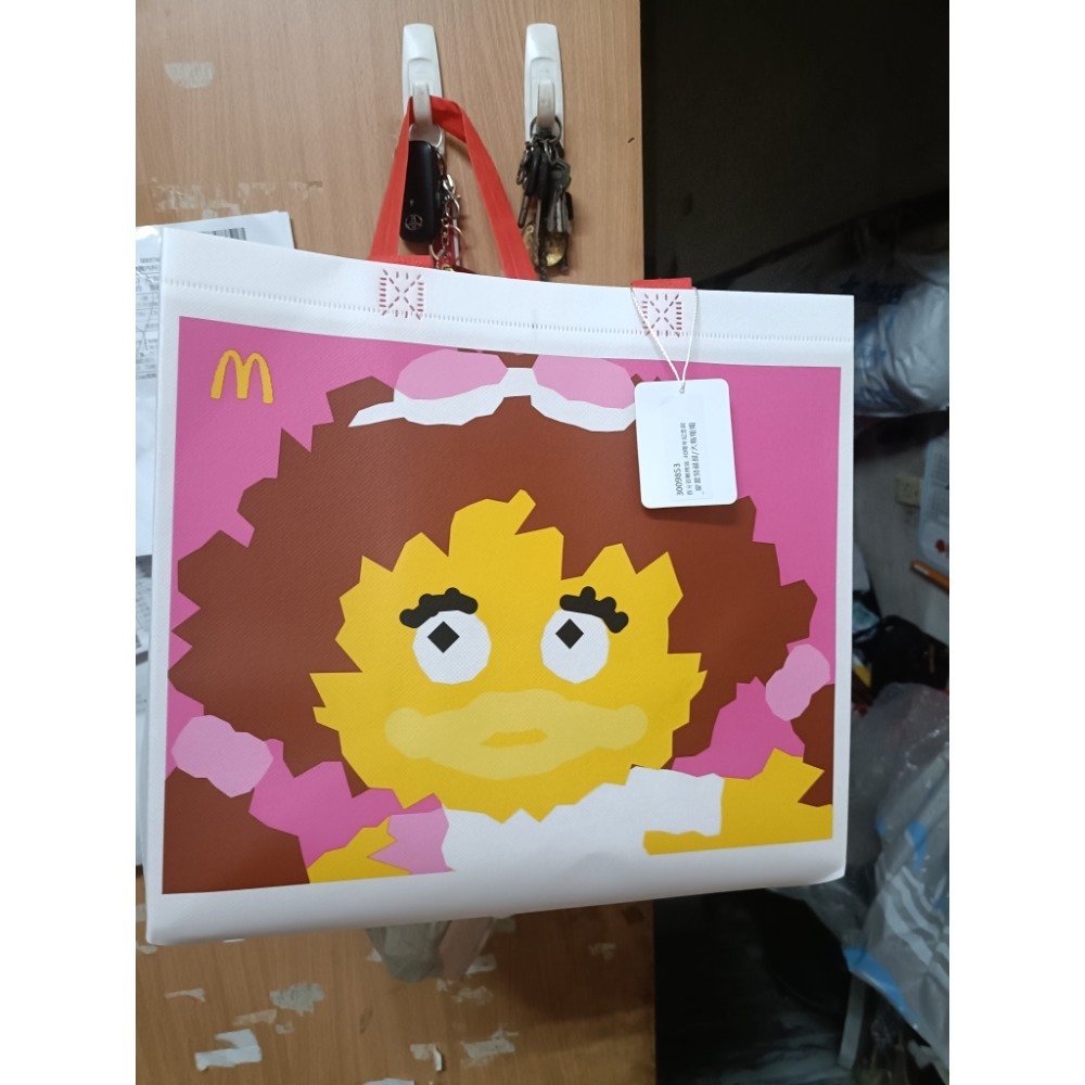 全新有吊牌之 麥當勞－－－40週年。麥當勞叔叔 與大鳥姐姐 百分百雙面購物袋-細節圖2