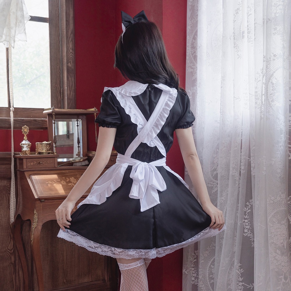 【台灣現貨24H出】小心機女僕裝胸前開口 女僕裝 性感女僕 角色扮演 情趣睡衣 睡裙 聖誕節  情人節(c-015)-細節圖4