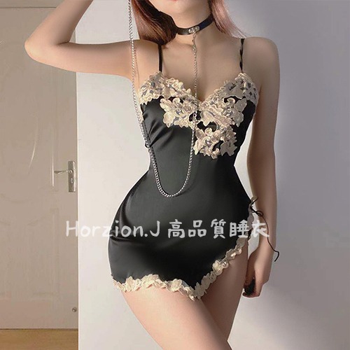 【在台現貨24H出貨】蕾絲性感睡衣側邊開叉吊帶裙角色扮演情趣睡衣睡裙夜店情人節(A009)-細節圖2