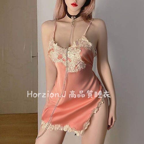 【在台現貨24H出貨】蕾絲性感睡衣側邊開叉吊帶裙角色扮演情趣睡衣睡裙夜店情人節(A009)-細節圖6