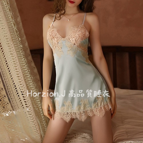 【在台現貨24H出貨】刺繡拼接緞面吊帶睡裙 性感睡衣連身裙角色扮演情趣睡衣睡裙夜店情人節 (A011)-細節圖8