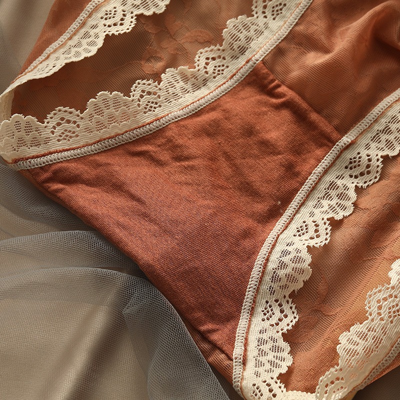 【在台現貨24H私密發】法式風格素色蕾絲透氣內褲 三角褲丁字褲女生內褲角色扮演情趣睡衣睡裙夜店情人節(D-026-細節圖6
