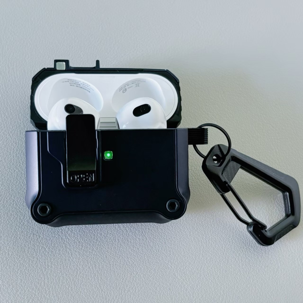 【JE買2送1】自動彈蓋AirPods保護套 機甲包覆 適用1/2代 Pro 3代-細節圖6