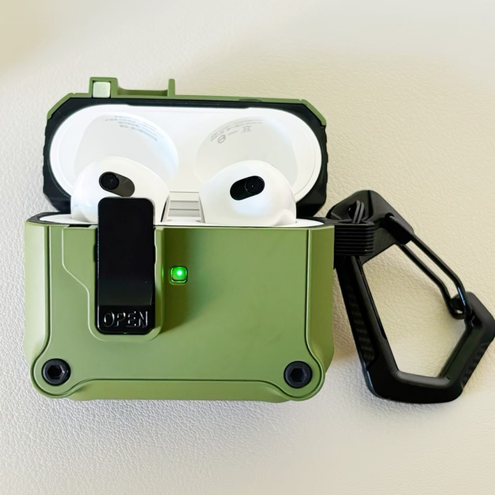 【JE買2送1】自動彈蓋AirPods保護套 機甲包覆 適用1/2代 Pro 3代-細節圖7