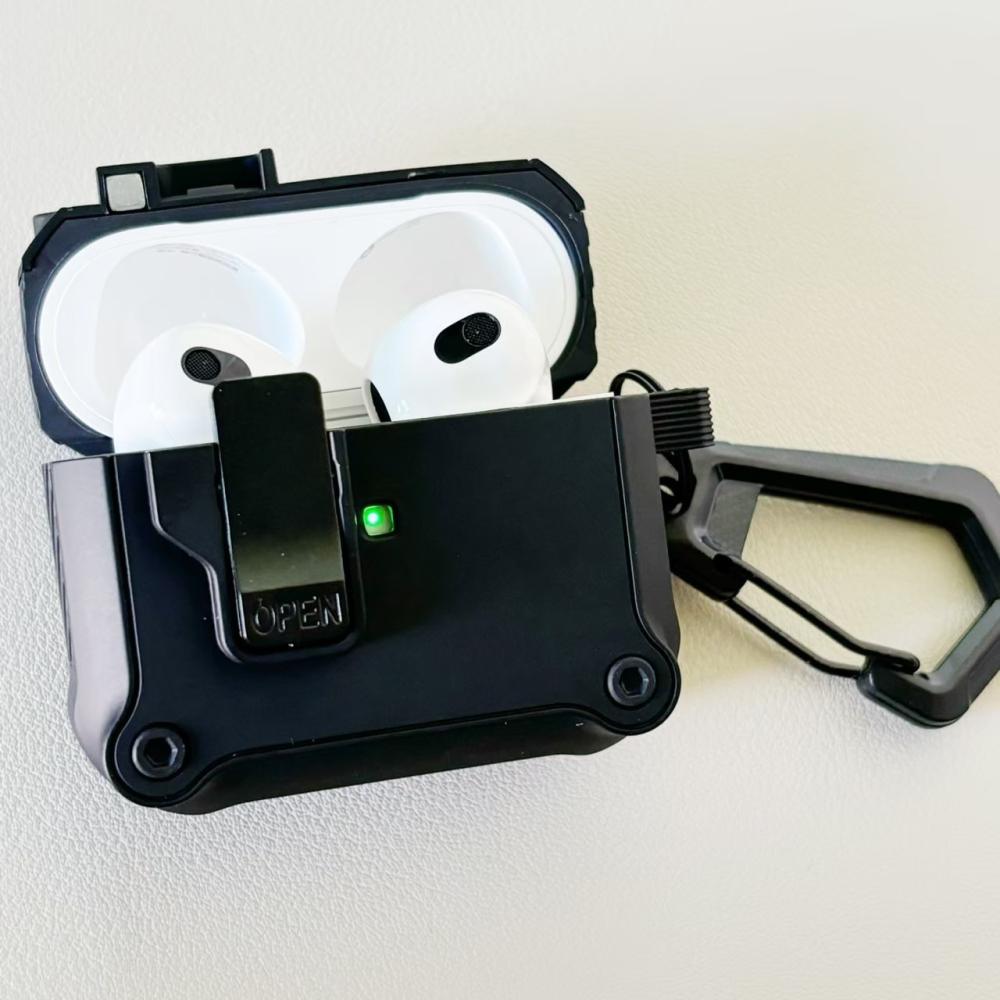 【JE買2送1】自動彈蓋AirPods保護套 機甲包覆 適用1/2代 Pro 3代-細節圖8