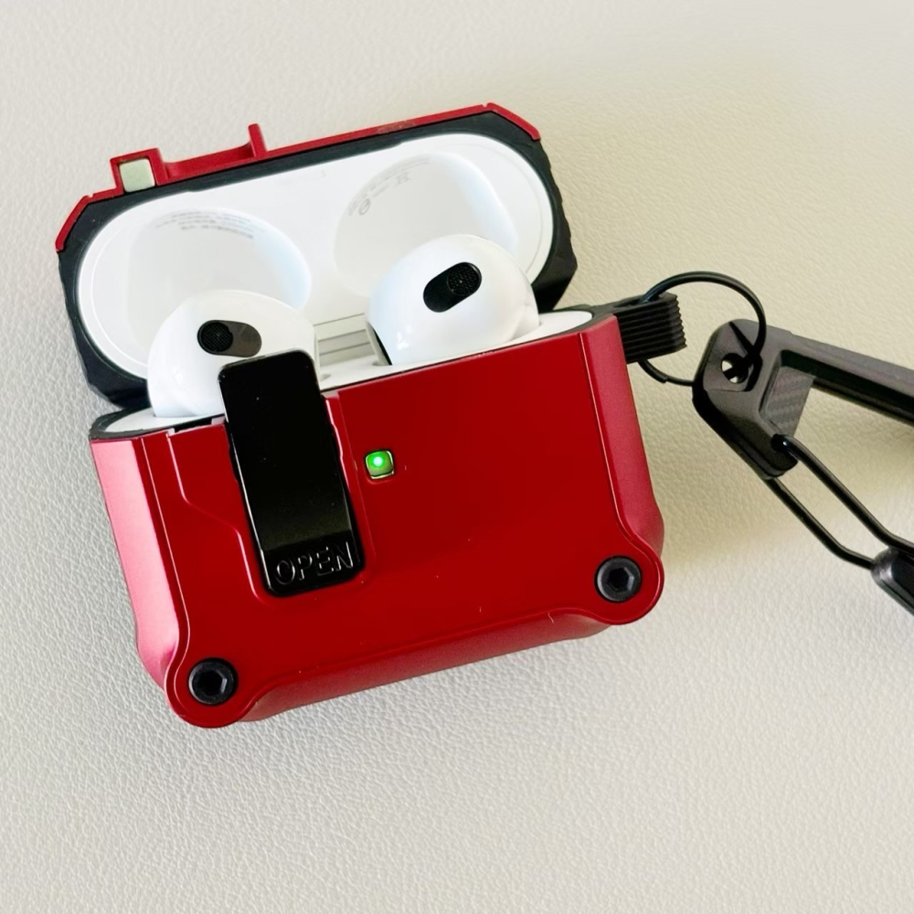 【JE買2送1】自動彈蓋AirPods保護套 機甲包覆 適用1/2代 Pro 3代-細節圖10