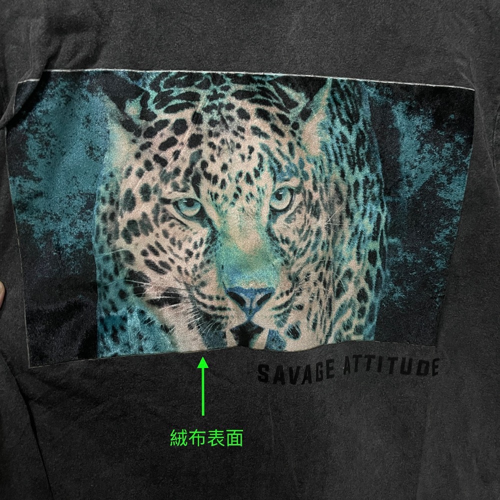 ZARA •水洗棉暗黑灰短袖T恤·絨面豹-細節圖2