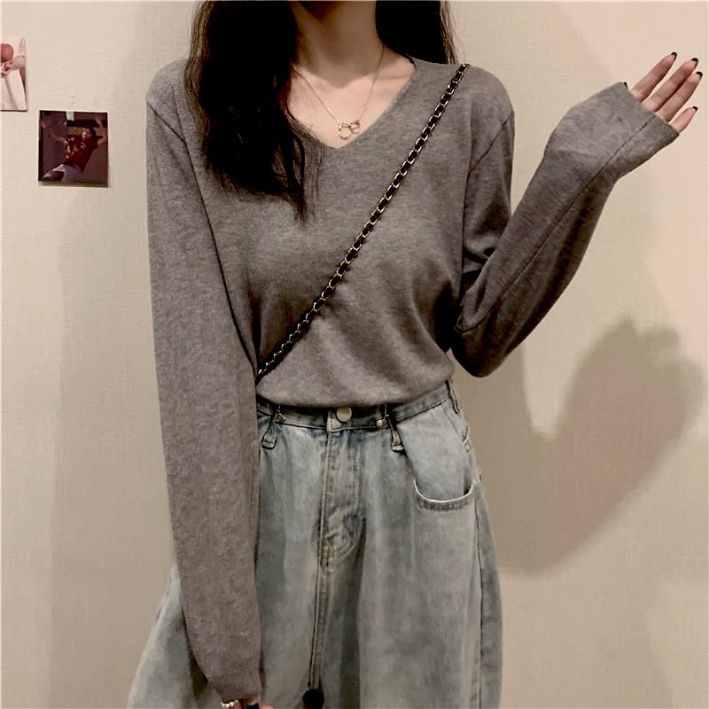 全新 韓國V領細磨軟毛上衣-細節圖2