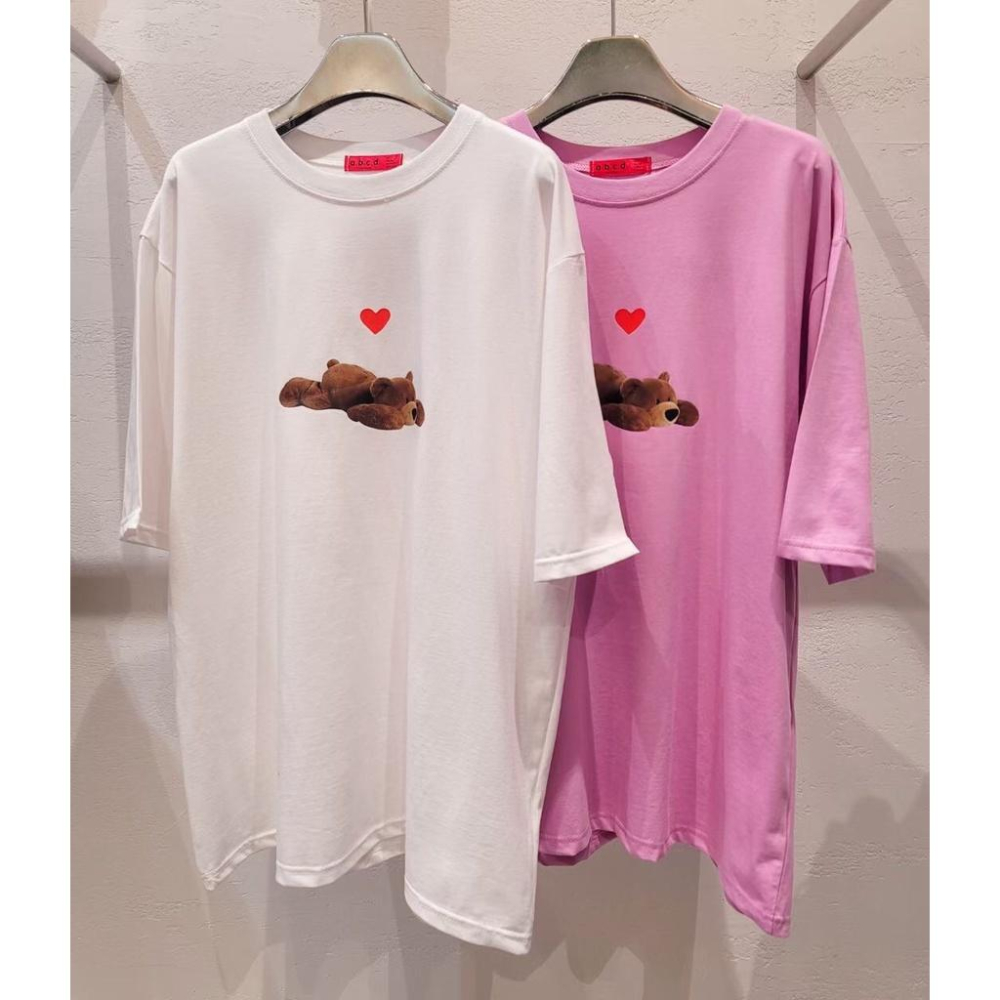 (現貨) 🇰🇷正韓可愛愛心小熊寬鬆T恤-細節圖4
