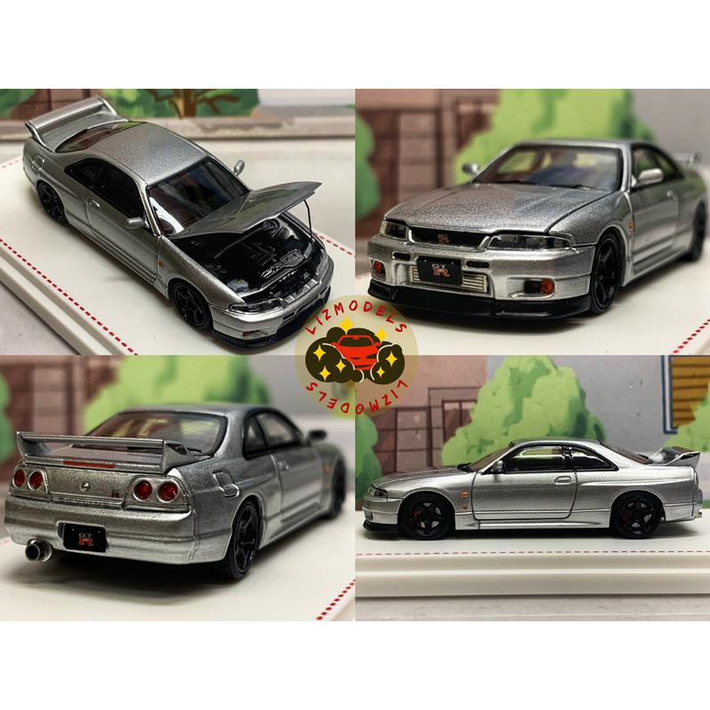 🔅里氏模型車 TM 1/64 Nissan GTR GT-R R33 經典 銀色 白色 玩命關頭 引擎可開 合金模型車-細節圖2