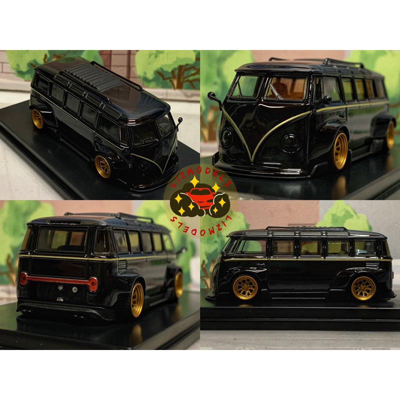 🔅里氏模型車 TM 1/64 經典 福斯 VW T1 馬天尼 黑色 紅色 Advan 麵包車 合金模型車-細節圖3