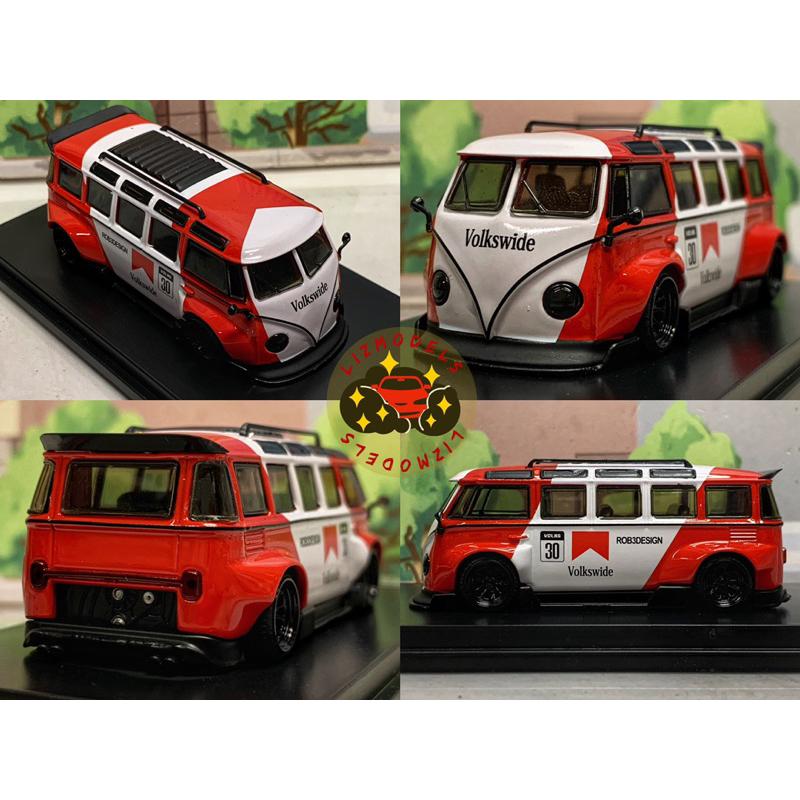 🔅里氏模型車 TM 1/64 經典 福斯 VW T1 馬天尼 黑色 紅色 Advan 麵包車 合金模型車-細節圖6