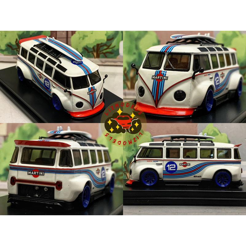 🔅里氏模型車 TM 1/64 經典 福斯 VW T1 馬天尼 黑色 紅色 Advan 麵包車 合金模型車-細節圖7