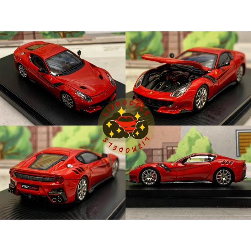 🔅里氏模型車 SH 1/64 引擎可開 法拉利 Ferrari F12 TDF 紅色 經典 TLV 合金模型車-細節圖2