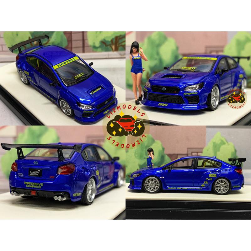 🔅里氏模型車 TM 1/64 SUBARU WRX STI 速霸陸 Impreza 硬皮鯊 經典藍色 附人偶-細節圖2