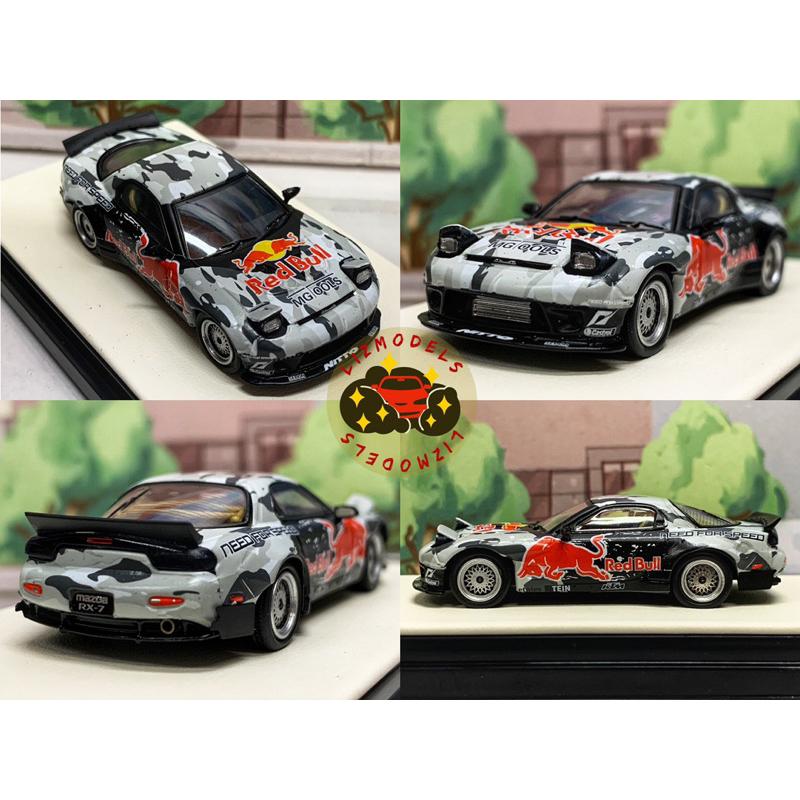🔅里氏模型車 TM 1/64 Mazda RX-7 馬自達 Rx7 紅牛 Red Bull 轉子引擎 附人偶 合金模型車-細節圖2