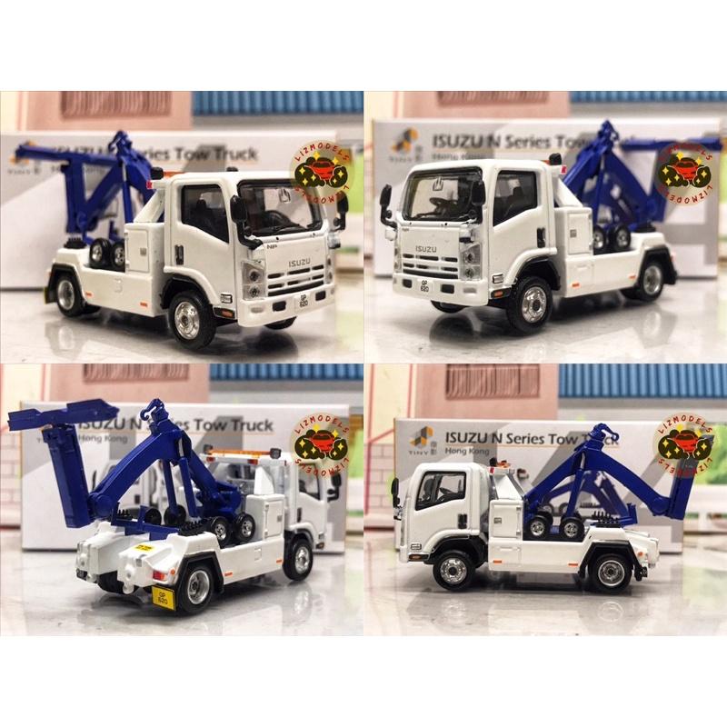 🔅里氏模型車 藍白風格 1/64 拖板車 平板拖車 江鈴 三菱 Fuso 白貨車 拖車 花見台 拖吊車 拓意 微影-細節圖4