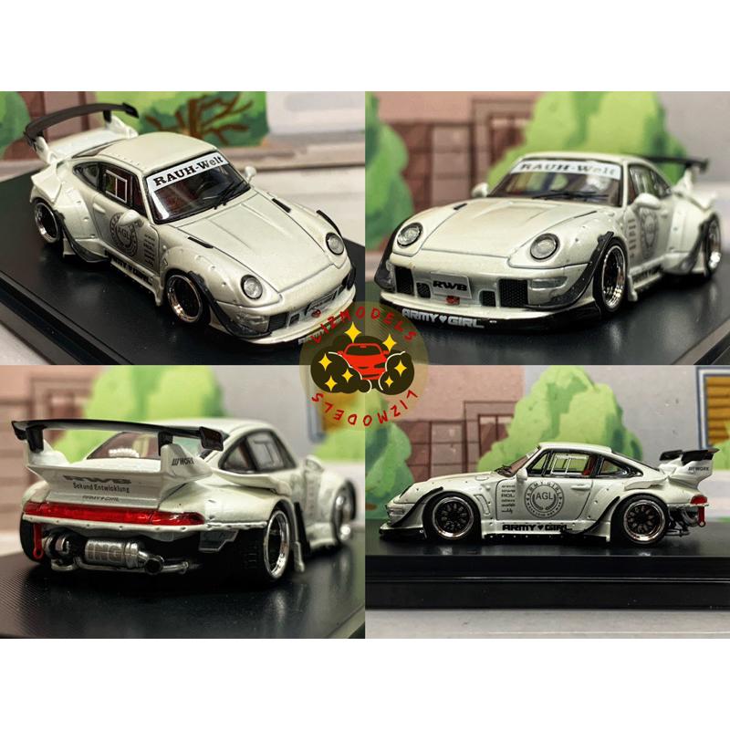 🔅里氏模型車 SW 1/64 Porsche RWB 993 高尾翼 低尾翼 消光紫 保時捷 爆改 Mini gt-細節圖2