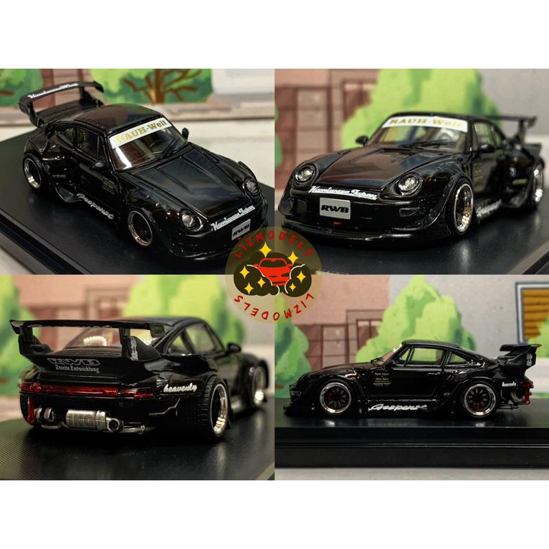 🔅里氏模型車 SW 1/64 Porsche RWB 993 高尾翼 低尾翼 消光紫 保時捷 爆改 Mini gt-細節圖3