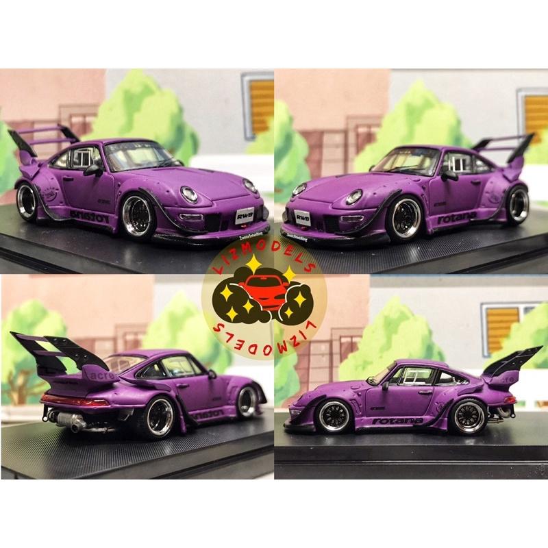 🔅里氏模型車 SW 1/64 Porsche RWB 993 高尾翼 低尾翼 消光紫 保時捷 爆改 Mini gt-細節圖4