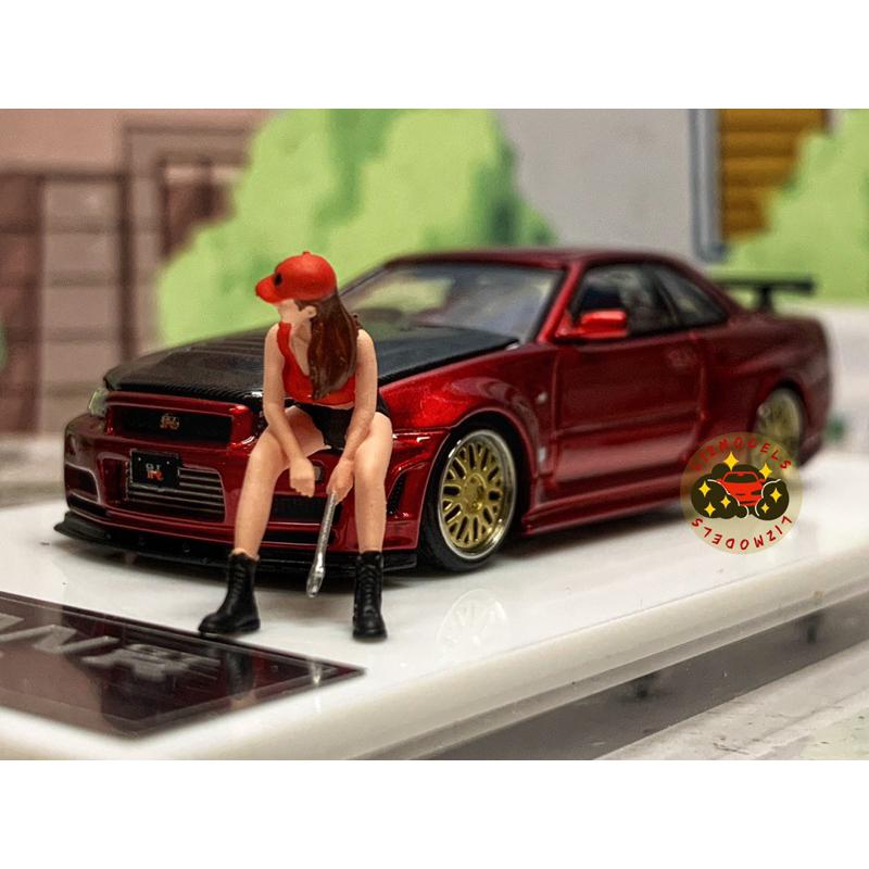 🔅里氏模型車 TM 1/64 Nissan GTR GT-R R34 白色 紅色 碳纖維 玩命關頭 引擎可開 合金模型車-細節圖2